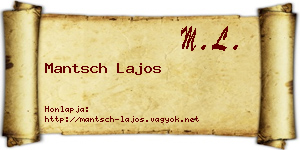 Mantsch Lajos névjegykártya